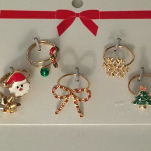 H&M 7x Christmas Rings S/M or M/L - Santa Bow Tree